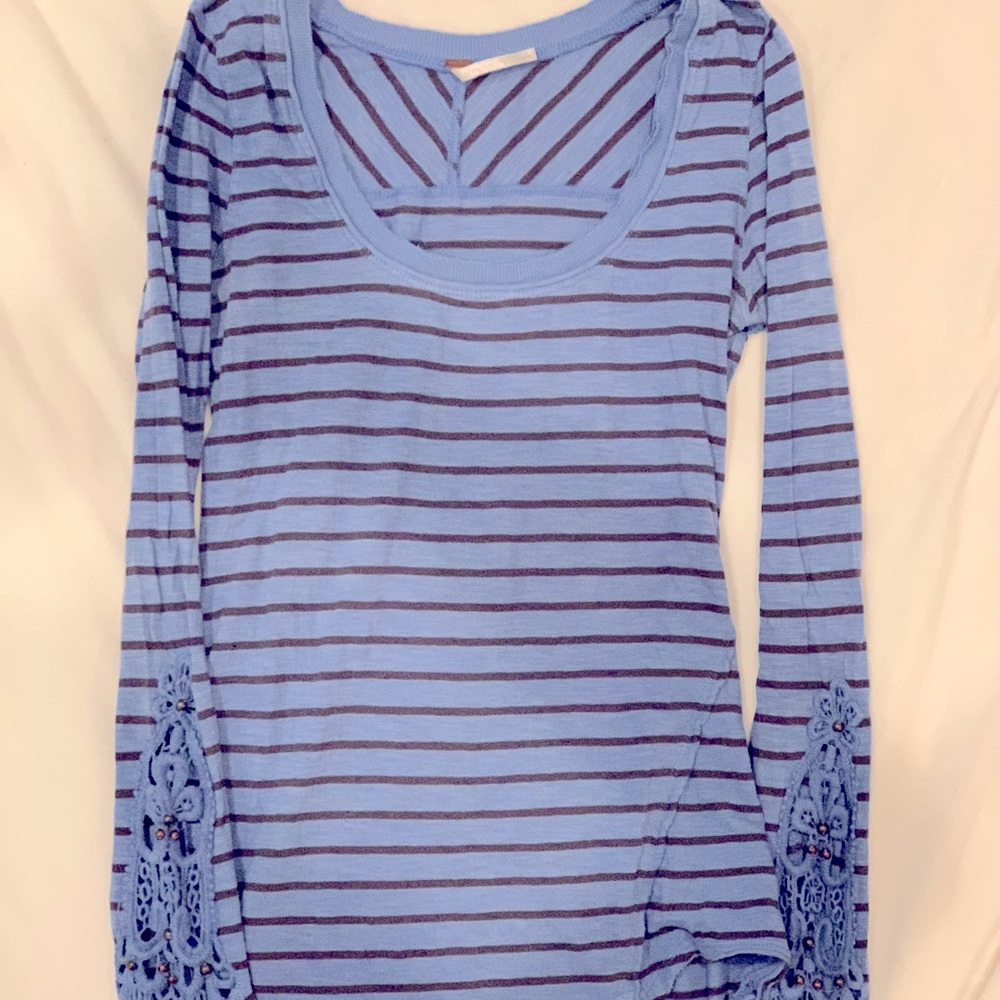 Free People Striped Long Sleeve Shirt
